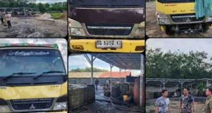 Gudang BBM ilegal digerebek di Gelumbang, Muaraenim. Foto: Dok Polisi.