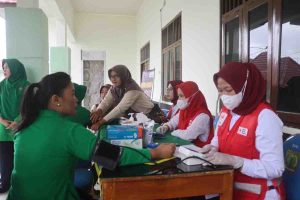 Kegiatan donor darah di Makodim 0401/Musi Banyuasin, Rabu (15/1/2025). Foto: Kominfo Muba.