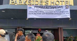 Hotel Parkside di Jalan Seroja Kelurahan 20 Ilir DIII, Kecamatan Ilir Timur I disegel Pemerintah Kota Palembang dan DPRD Kota Palembang, Selasa (11/2/2025). Foto: Sumselheadline/Pitria.