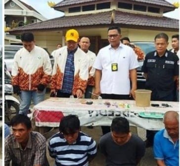Polisi berhasil mengamankan sejumlah orang yang diduga sebagai pengguna dan pengedar narkoba di kawasan Kertapati, Palembang, Rabu (26/2/2025). Foto: Dok Polisi.