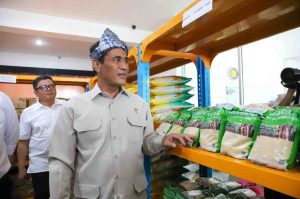 Menteri Pertanian (Mentan) Andi Amran Sulaiman saat meninjau Pasar Murah di halaman kantor Pos Palembang, Selasa (4/3/2025). Foto: Sumselheadline/Pitria.
