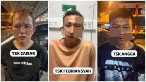 Tiga pelaku bekal yang ditangkap polisi. Foto: Dok tribunsumsel.