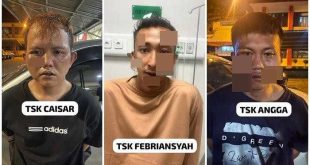 Tiga pelaku bekal yang ditangkap polisi. Foto: Dok tribunsumsel.
