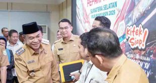Bupati Muba, HM Toha menghadiri rapat evaluasi persiapan Pekan Olahraga Provinsi (Porprov) XV Sumatera Selatan 2025, Selasa (25/3/2025). Foto: Kominfo Muba.