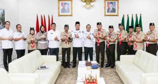 Bupati Muba, HM Toha menerima pengurus Kwartir Cabang (Kwarcab) Muba, Rabu (12/3/2025). Foto: Kominfo Muba.