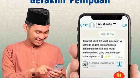 Ilustrasi penipuan modus kirim ucapan lebaran lewat aplikasi APK. Foto: Kominfo Muba.