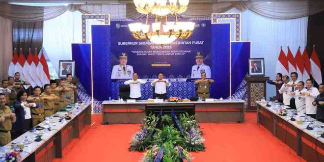 Gubernur Sumsel Herman Deru dan Wagub Cik Ujang menggelar rakor bersama instansi vertikal di Sumsel, Senin (14/4/2025). Foto: Humas Pemprov Sumsel.