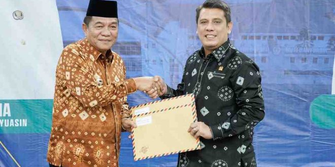 Bupati Muba, HM Toha menyambut kunker anggota DPR RI Yudha Novanza Utama. Foto: Kominfo Muba.