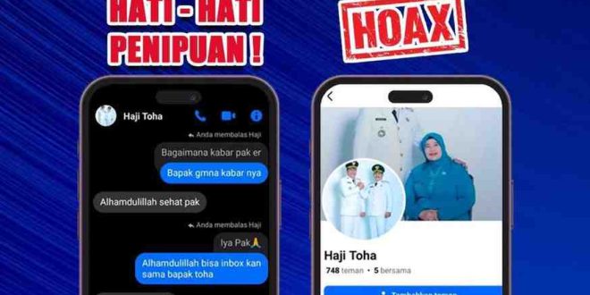 Ilustrasi akun medsos mencatut nama HM Toha, Bupati Muba. Foto: Kominfo Muba.