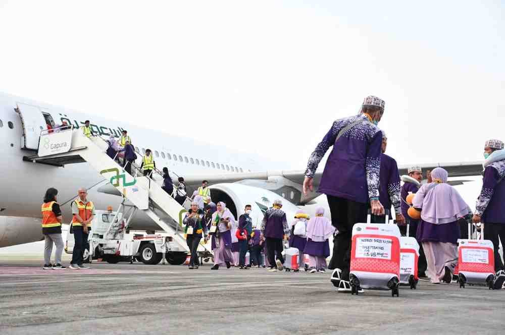 Para jemaah haji Sumsel yang diberangkatkan dari Bandara SMB II Palembang. Foto: Dok Sumselheadline.