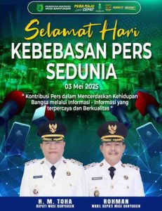 Banner Bupati Muba, HM Toha sambut Hari Kebebasan Pers. Foto: Dok Koninfo Muba.