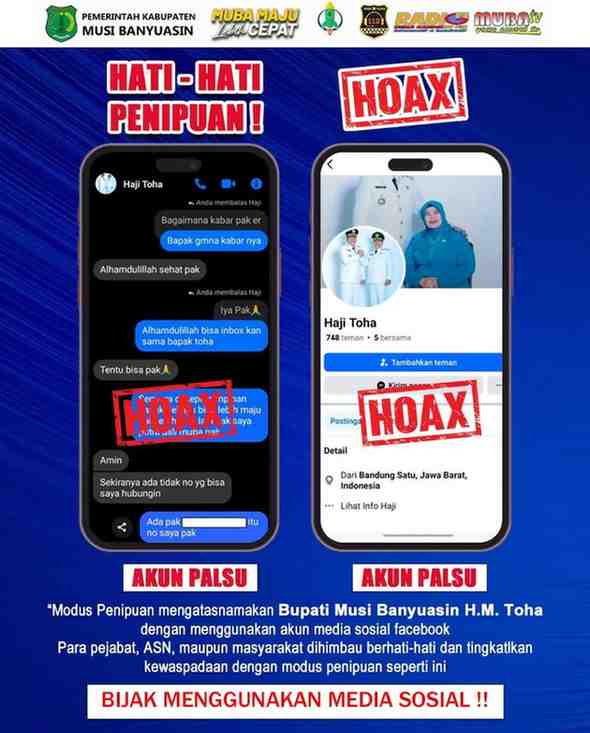 Akun FB mencatut nama Bupati Muba.
