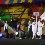 KOntingen Fornnas Sumsel saat defile pembukaan Fornas VIII di Mataram, NTT, Jumat (26/7/2025) malam. Foto: Humas Pemprov Sumsel.