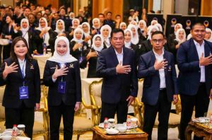 Bupati Muba HM Toha dan sejumlah anggota DPRD se-Sumsel dari Fraksi Nasdem mengikuti diklat kepemimpinan di Hotel Santika Palembang, Jumat (4/7/2025). Foto: Kominfo Muba.