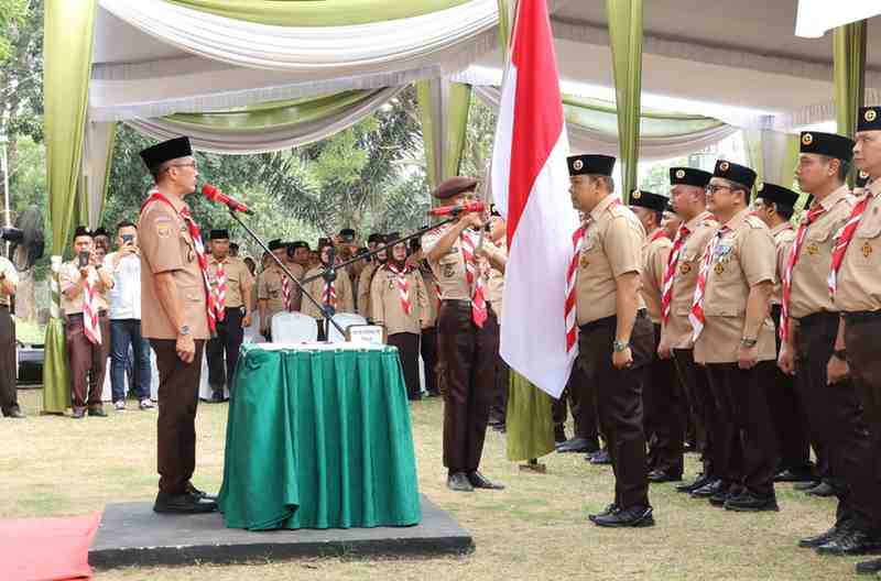 Ketua Majelis Pembina Cabang (Kamabicab) Pramuka, Ratu Dewa melantik Ketua Majelis Pembimbing Ranting beserta Pengurus dan Ketua Kwartir Ranting (Kakwaran) beserta Pengurus se-Kota Palembang masa bakti 2025–2028, Jumat (25/7/2025), Foto: Kominfo Palembang.