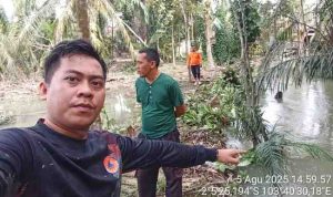Tim BPBD Muba membantu warga yang kebabjiran. Foto: Kominfo Muba.