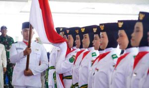 Para Paskibraka Muba yang dikukuhkan Bupati HM Toha, Jumat (15/8/2025). Foto: Kominfo Muba.