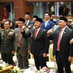 Para pimpinan DPRD Sumsel, Gubernur Sumsel, dan Forkompinda saat jelang mendengarkan pidato kenegaraan Presiden Prabowo Subianto, JUmat (15/8/2025). Foto: Humas Pemprov Sumsel.