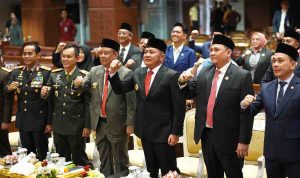 Para pimpinan DPRD Sumsel, Gubernur Sumsel, dan Forkompinda saat jelang mendengarkan pidato kenegaraan Presiden Prabowo Subianto, JUmat (15/8/2025). Foto: Humas Pemprov Sumsel.