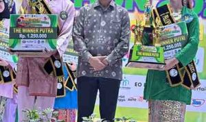Alya Zhafira Ivana dari SMPN 6 Sekayu dan Rakha Fathi Ardian dari SMAN 1 Sekayu terpilih sebagai juara duta muda Muba yang siap menginspirasi. Foto: Kominfo Muba.