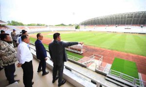 Gubernur Sumsel Herman deru mendampingi Ketua Umum Dewan Pengurus KORPRI Nasional (DPKN) Prof. Dr. Zudan Arif Fakrulloh meninjau sejumlah venue Porna Korpri, Rabu (10/9/2025). Foto: Humas Pemprov Sumsel.
