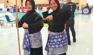 Sri dan Kartini, atlet asal Muba meraih medali emas pada ajang Pornas Korpri, Kamis (9/10/2025). Foto: Kominfo Muba.