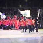 Kontingen Papua saat parade pembukaan Pornas di Stadion Gelora Sriwijaya, MInggu (5/10/2025) malam. Foto: Humas Pemprov Sumsel,