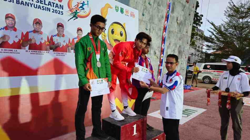 tebing Atlet panjat tebing Muba meraih emas di Porprov XV Sumsel. Foto: Kominfo Muba.
