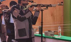 tembak Andre Apriansyah meraih medali emas menembak. Foto: Kominfo Muba.
