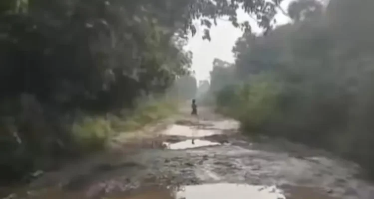Kondisi jalan yang rusak di Lawang Wetan, Muba, Foto: IST