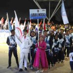 Para peserta Peparprov Sumsel melakukan defile saat pembukaan di Sekayu, Minggu (2/11/2025). Foto: Humas Pemprov Sumsel.