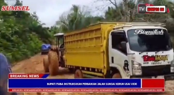 Kondisi jalan yang rusak di Kecamatan Sungai Ketuh, Muba. Foto: IST/screenshot kompas TV.