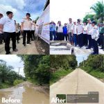 Bupati Muba, HM Toha melihat langsung pembangunan jalan Desa Simpang Sari, Kecamatan Lawang Wetan, Kabupaten Musi Banyuasin (Muba). Foto: Kominfo Muba.