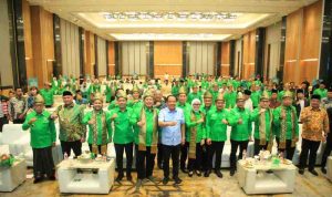 Wakil Gubernur Sumatera Selatan (Sumsel), H. Cik Ujang menghadiri Pengukuhan Pengurus, Orientasi Politik, dan Musyawarah Kerja Wilayah (Muskerwil) Dewan Pengurus Wilayah (DPW) Partai Kebangkitan Bangsa Sumsel masa bakti 2026–2031. Kegiatan tersebut berlangsung di Hotel Santika Premiere Palembang, Sabtu (14/2/2026). Foto: Humas Pemprov Sumsel.