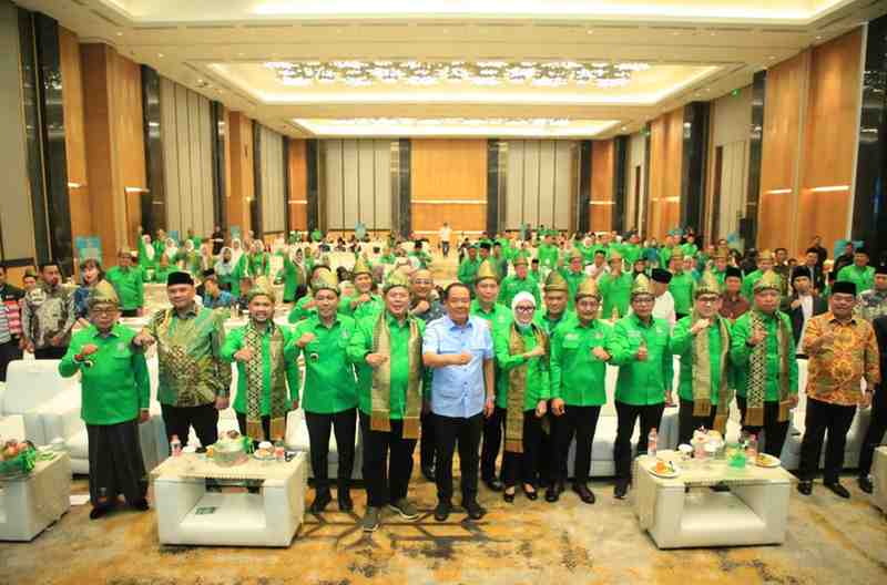 Wakil Gubernur Sumatera Selatan (Sumsel), H. Cik Ujang menghadiri Pengukuhan Pengurus, Orientasi Politik, dan Musyawarah Kerja Wilayah (Muskerwil) Dewan Pengurus Wilayah (DPW) Partai Kebangkitan Bangsa Sumsel masa bakti 2026–2031. Kegiatan tersebut berlangsung di Hotel Santika Premiere Palembang, Sabtu (14/2/2026). Foto: Humas Pemprov Sumsel.