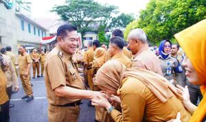 Bupati Muba, HM Toha bersilaturrahim dengan para ASN Pemkab Muba, Selasa (31/3/2026). Foto: Kominfo Muba.