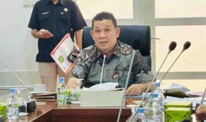 Sekretaris Daerah Kabupaten Muba, Syafaruddin memimpin rapat koordinasi tentang WFH, Jumat (29/05/2026) di Kantor Perwakilan Muba, Palembang. Foto: Kominfo Muba.