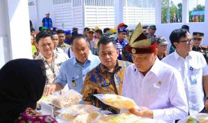 Wakil Gubernur Sumatera Selatan (Sumsel) H. Cik Ujang mendampingi Menteri Koordinator Bidang Politik dan Keamanan Republik Indonesia, Jenderal TNI (Purn.) Djamari Chaniago, dalam kunjungan kerja meninjau Kampung Nelayan Merah Putih (KNMP) di Desa Sungsang IV, Kecamatan Banyuasin II, Kabupaten Banyuasin, Kamis (7/5/2026). Foto: Humas Pemprovc Sumsel.