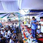Gubernur Sumatera Selatan (Sumsel) Dr. H. Herman Deru menghadiri Pengajian Akbar Hari Lahir (Harlah) ke-40 Pondok Pesantren Al Istiqomah yang dirangkaikan dengan Halal Bihalal masyarakat Desa Sumber Harjo di halaman Ponpes Al Istiqomah, Kecamatan Buay Madang Timur, Kabupaten Ogan Komering Ulu (OKU) Timur, Senin (11/05/2026) siang. Foto: Humas Pemprov Sumsel.