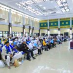 Para jemaah haji kloter pertama Embarkasih Palembang, Selasa (2/6/2026) pagi tiba di Asrama Haji Palembang. Foto: Humas Pemprov Sumsel.
