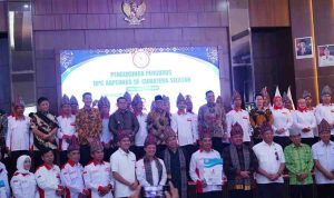 Bupati Musi Banyuasin (Muba), HM Toha Tohet, SH beserta Bupati dan Walikota se-Sumsel menghadiri langsung kegiatan optimalisasi Jaksa Garda Desa (Jaga Desa) dalam Mendukung Program Prioritas Nasional, sekaligus pengukuhan pengurus DPC Asosiasi Badan Permusyawaratan Desa Nasional (Abpednas) se-Sumatera Selatan masa bakti 2026–2031 di Inderalaya, Sabtu (27/6/2026). Foto: Kominfo Muba.
