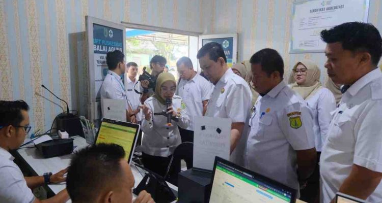 Sekda Muba, Syafaruddin, MSI hadiri di peluncuran aplikasi E-PUS PADEK di ruang rapat Lantai 2 UPTD Puskesmas Balai Agung, Rabu (01/07/2026). Foto: Kominfo Muba.