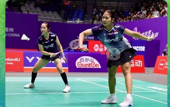 Rachel/Febi menang atas pebulkutangkis China, Jia Yu Fan/Chang di babak 32 besar, Rabu (22/7/2026). Foto: IG PB PBSI