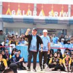 Gubernur Sumatera Selatan (Sumsel), Dr. H. Herman Deru menghadiri kegiatan Sumsel Bhayangkara Run 2026 yang digelar di Stadion Gelora Sriwijaya, Jakabaring Sport City, Palembang, Minggu (12/7/2026). Foto: Humas Pemprov Sumsel.