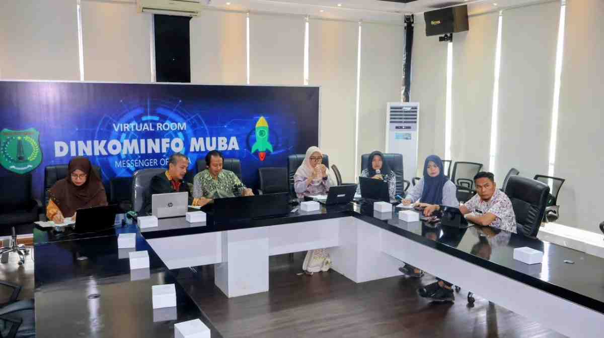 Dalam rangka meningkatkan kualitas penyelenggaraan statistik sektoral, Pemerintah Kabupaten Musi Banyuasin menggelar Interview Evaluasi Penyelenggaraan Statistik Sektoral (EPSS) Tahun 2026, yang dilaksanakan secara virtual di ruang virtual kantor Dinkominfo Muba, kamis (9/7/2026). Foto: Kominfo Muba.