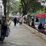 Pedagang kaki lima yang berada di dalam areal parkir Masjid Agung, Palembang. Foto: IST.