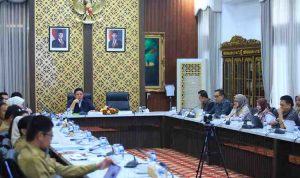 Gubernur Sumsel, Herman Deru saat memaparkan Program 100.000 Sultan Muda dalam sesi penjurian Financial Literacy Award 2026 dan Tim Percepatan Akses Keuangan Daerah (TPKAD) yang digelar secara daring dari Griya Agung Palembang, Selasa (28/7/2026). Foto: Humas Pemprov Sumsel.