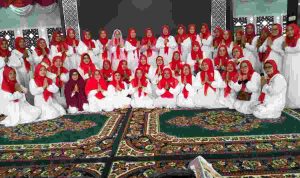 Majelis Taklim Toharo Kabupaten Musi Banyuasin saat gelar acara maulid Nabi Muhammad. Foto: Kominfo Muba.
