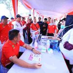 Gubernur Sumsel, Herman Deru yang hadir di sejumlah kegiatan perayaan HUT RI di halaman Pemprov Sumsel, Minggu (23/8/2026). Foto: Humas Pemprov Sumsel.