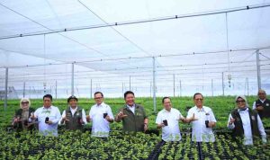 Gubernur Herman Deru saat mendampingi Menteri Kehutanan Republik Indonesia (RI) Raja Juli Antoni dan Ketua Komisi IV DPR RI dalam peresmian Persemaian Sriwijaya Kemampo di Kawasan Hutan dengan Tujuan Khusus (KHDTK) Banyuasin III, Kabupaten Banyuasin, Jumat (7/8/2026). Foto: Humas Pemprov Sumsel.
